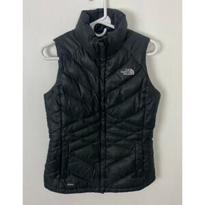 Women The North Face 550 Aconcagua down puffer full zip-up vest jacket, S